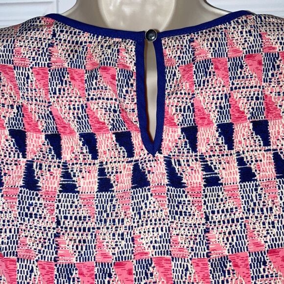 YA LOS ANGELES Pink and Blue Midi Over the Knee Dress Blue Hem Sleeveless Medium - Picture 8 of 14